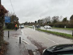 Walking up the A326, different type of wet hazard from passing cars!